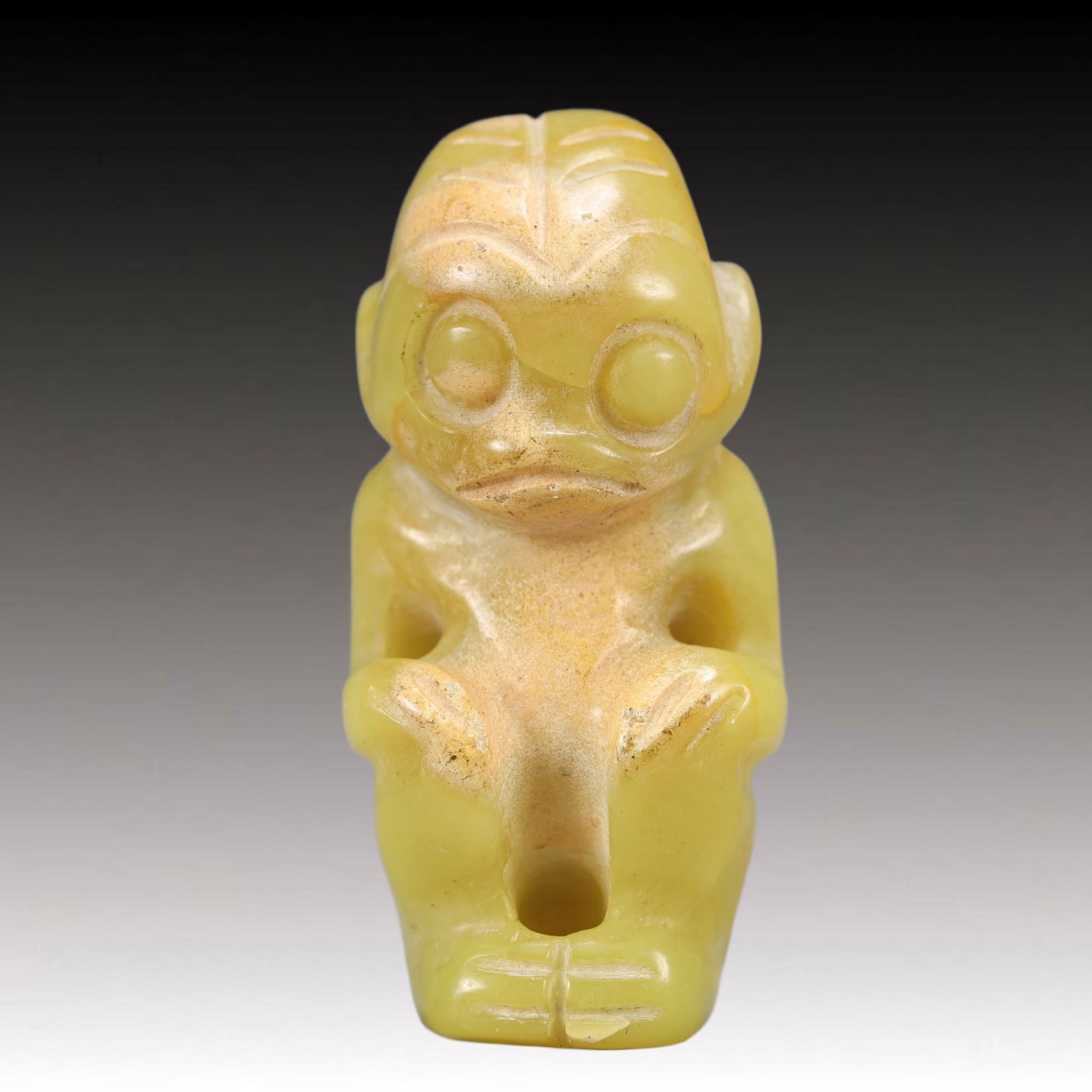An Archaic Hongshan Culture Yellow Jade Figure Ornament (1 of 5)