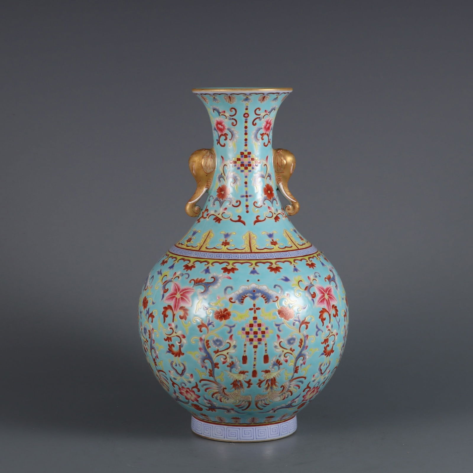 An Exquisite Enamel Lotus Pattern Phoenix Pattern Double-Ears Vase (1 of 9)