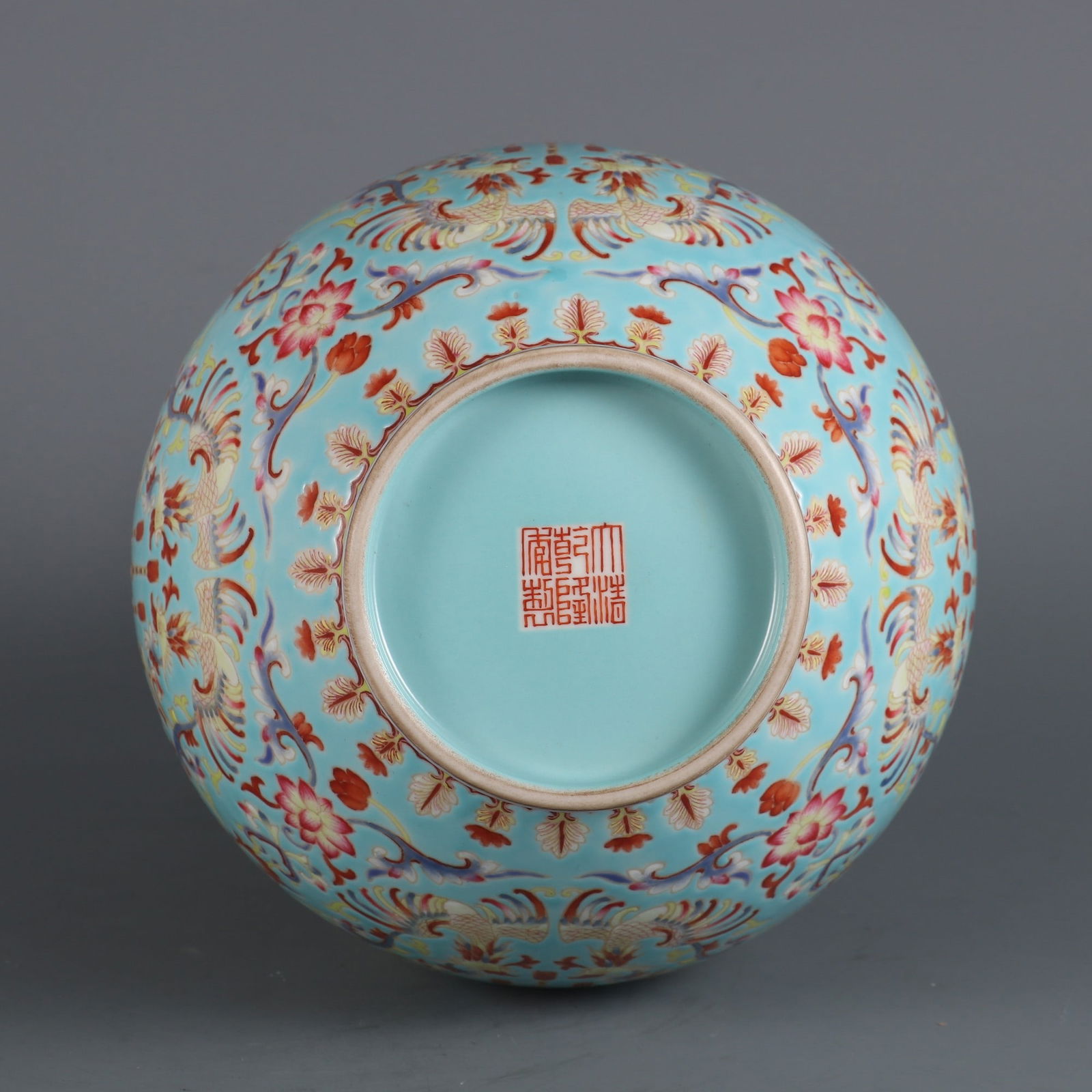 An Exquisite Enamel Lotus Pattern Phoenix Pattern Double-Ears Vase - 9