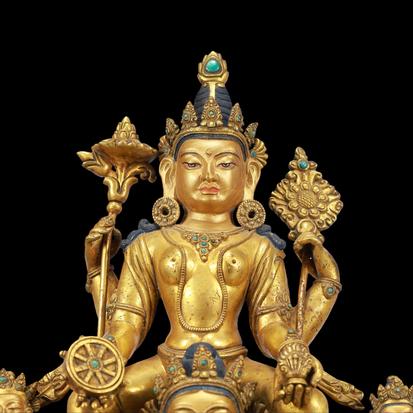 A Exquisite Gilt Bronze Inlaid Gems Buddha statue - 2