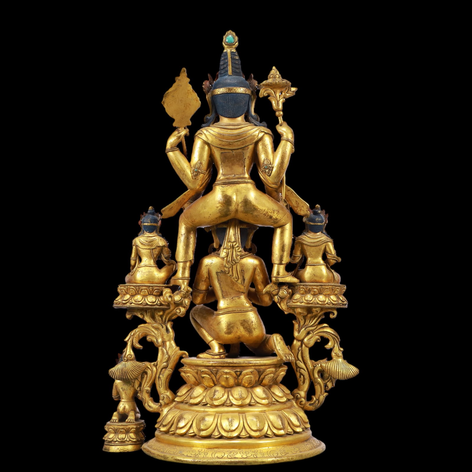 A Exquisite Gilt Bronze Inlaid Gems Buddha statue - 9