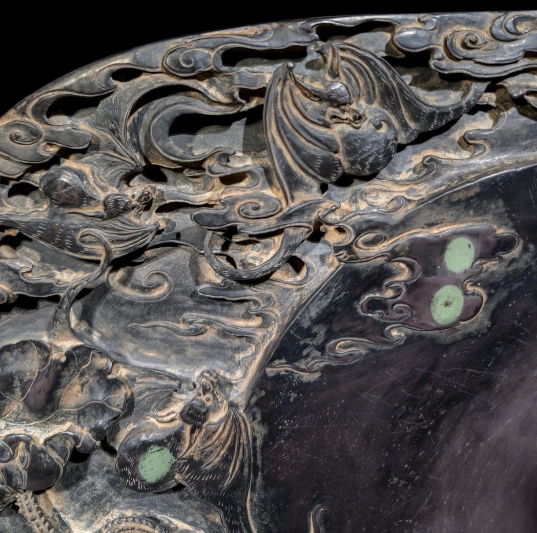 An Exquisite Auspicious Cloud Pattern Bats Pattern Inkstone - 4