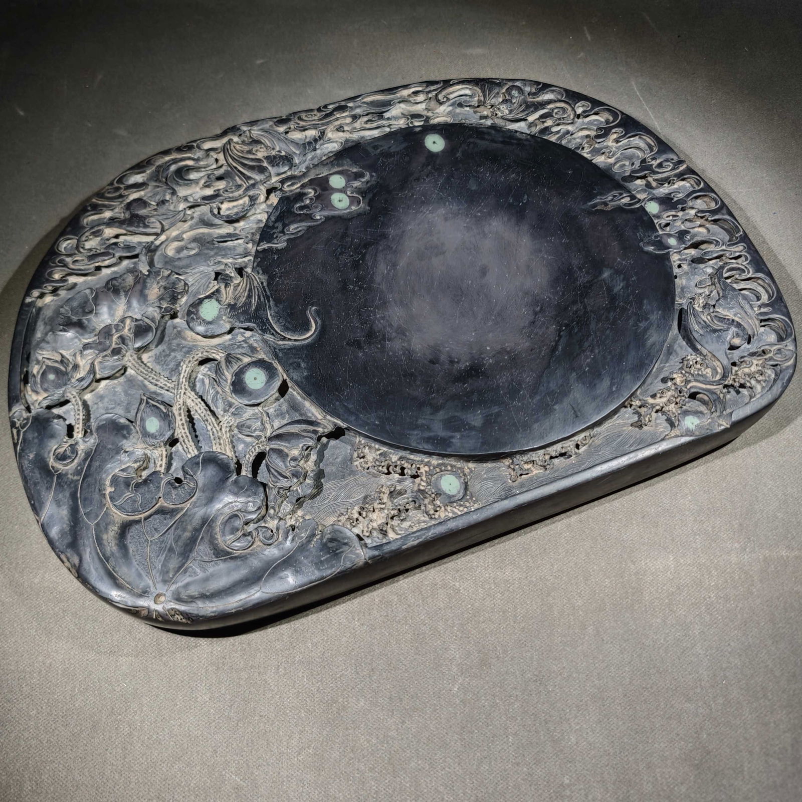 An Exquisite Auspicious Cloud Pattern Bats Pattern Inkstone - 6