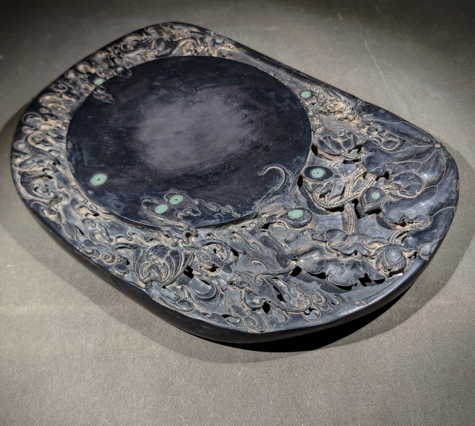 An Exquisite Auspicious Cloud Pattern Bats Pattern Inkstone - 7
