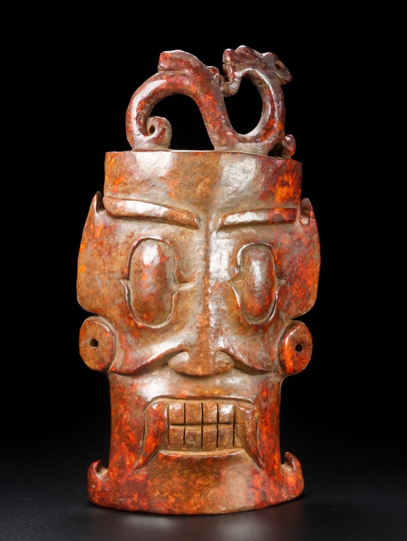 An Exquisite White Jade Mask: An Exquisite White Jade Mask Sanxingdui Culture Size:9.1inx4.9inx0.6in Weight:878g白玉面具 三星堆文化 Size:23.1cmx12.4cmx1.5cm Weight:878g