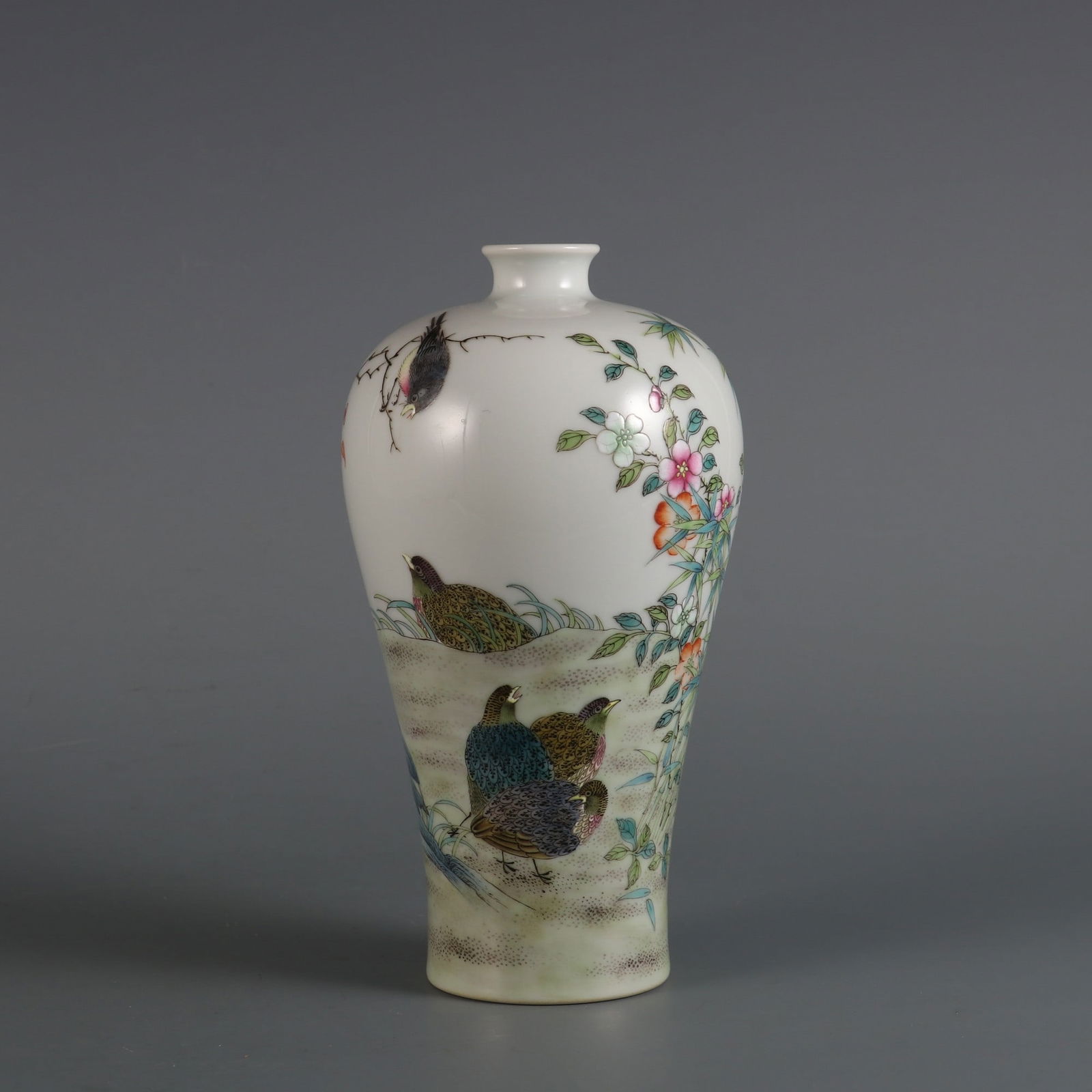 An Exquisite Famille-Rose Flower and Bird Pattern Vase (1 of 9)