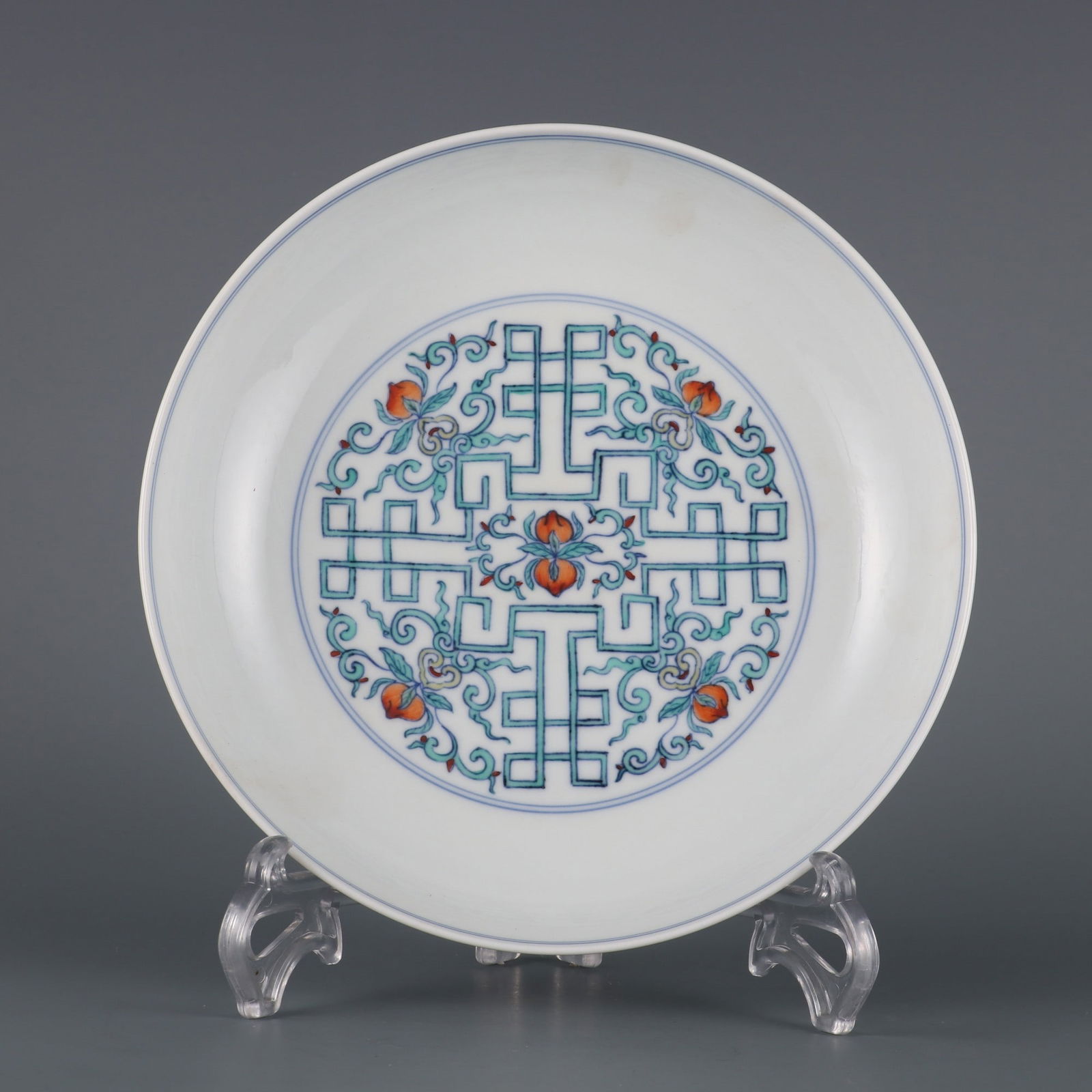 An Exquisite Doucai Peach Pattern Plate
