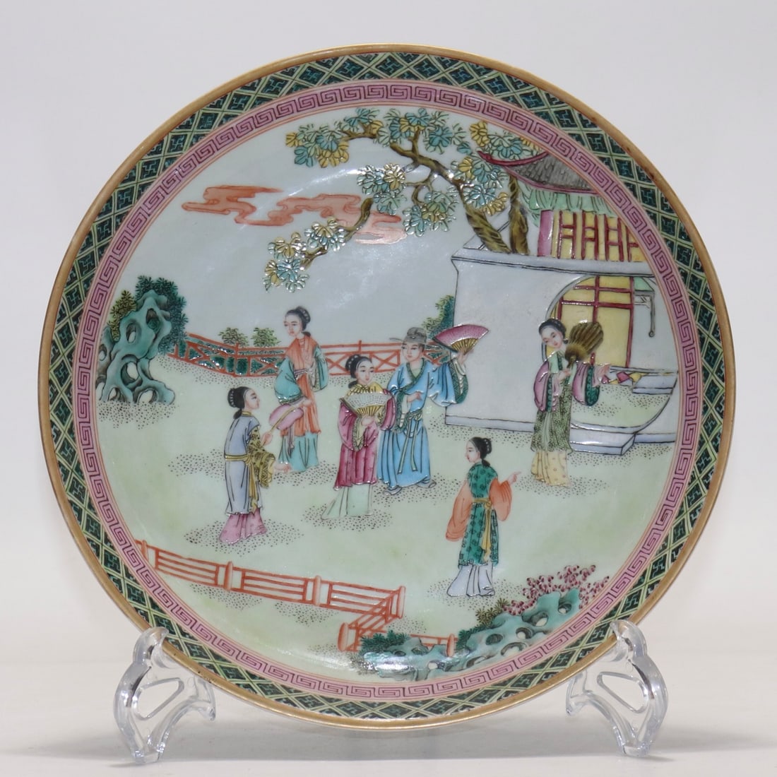 An Exquisite Famille-Rose Character and Story Pattern Plate (1 of 9)