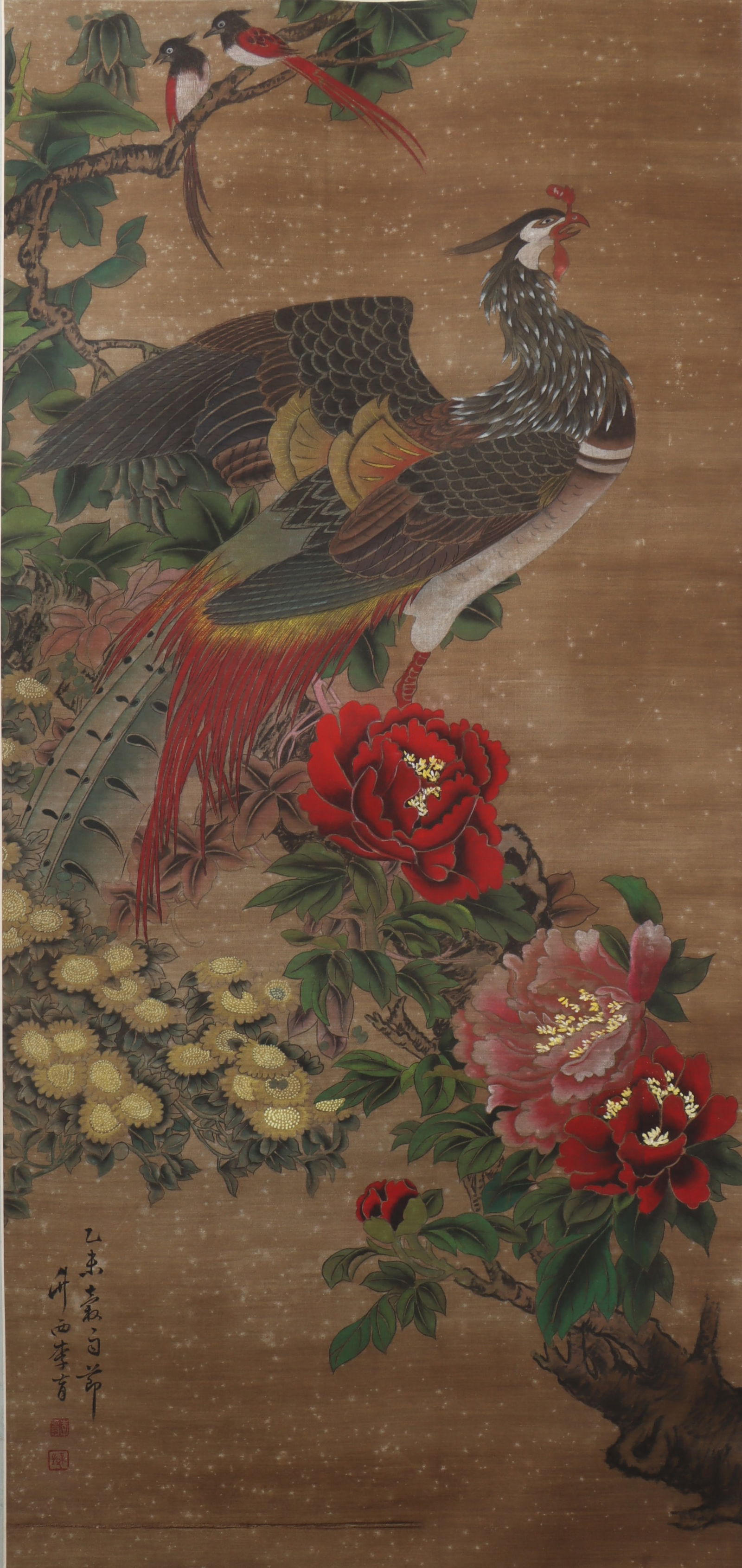 An Fabulous Chinese Ink Flower and Bird By Silk (1 of 4)