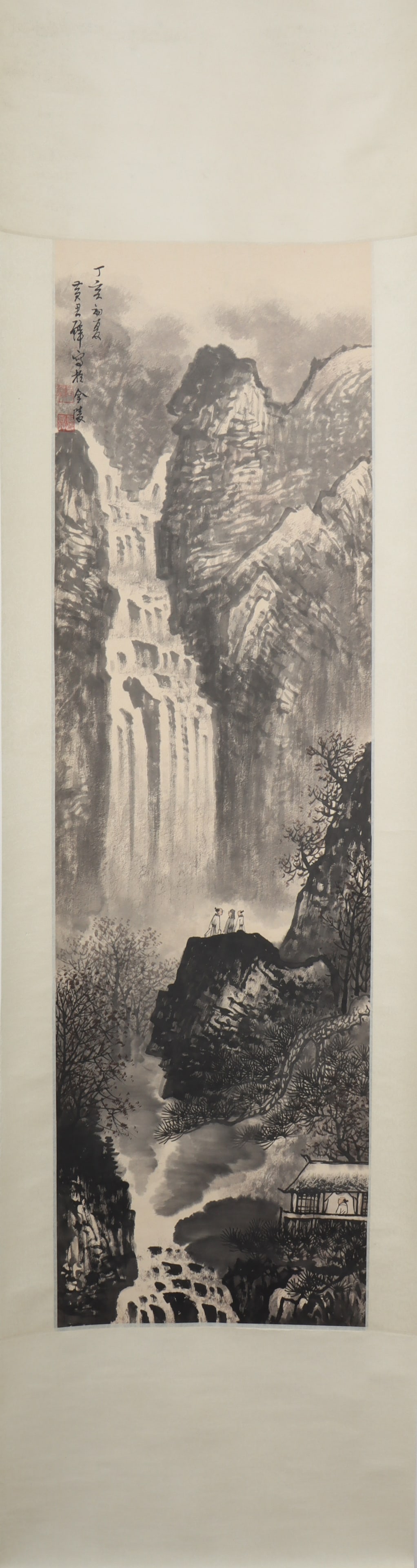 A Chinese Vertical Scroll Ink Painting of Landscape on Paper: A Chinese Vertical Scroll Ink Painting of Landscape on Paper Huang junbi Size:44.5inx13in黄君璧山水 纸本立轴Size:113cmx33cm