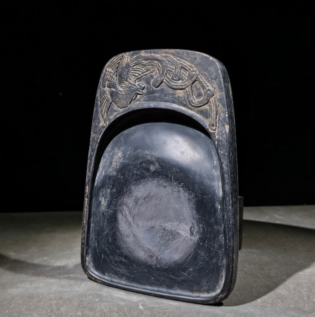 An Exquisite Phoenix Pattern with poem Inkstone: An Exquisite Phoenix Pattern with poem Inkstone Wang xianqian Size:7.7inx5.5inx0.7in凤凰诗文端砚 王先谦 Size:19.5cmx13.9cmx1.9cm