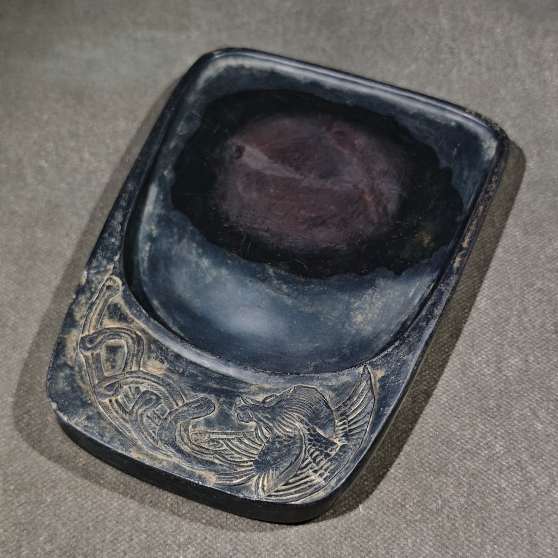 An Exquisite Phoenix Pattern with poem Inkstone - 6