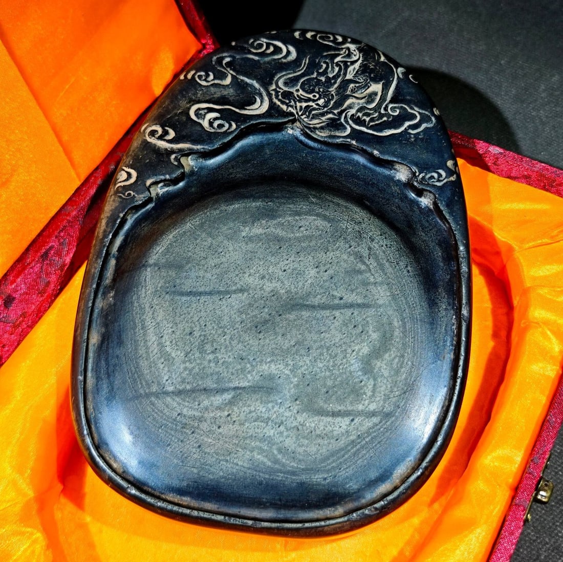 An Exquisite Auspicious Cloud Pattern Dragon Pattern with poem Inkstone - 6