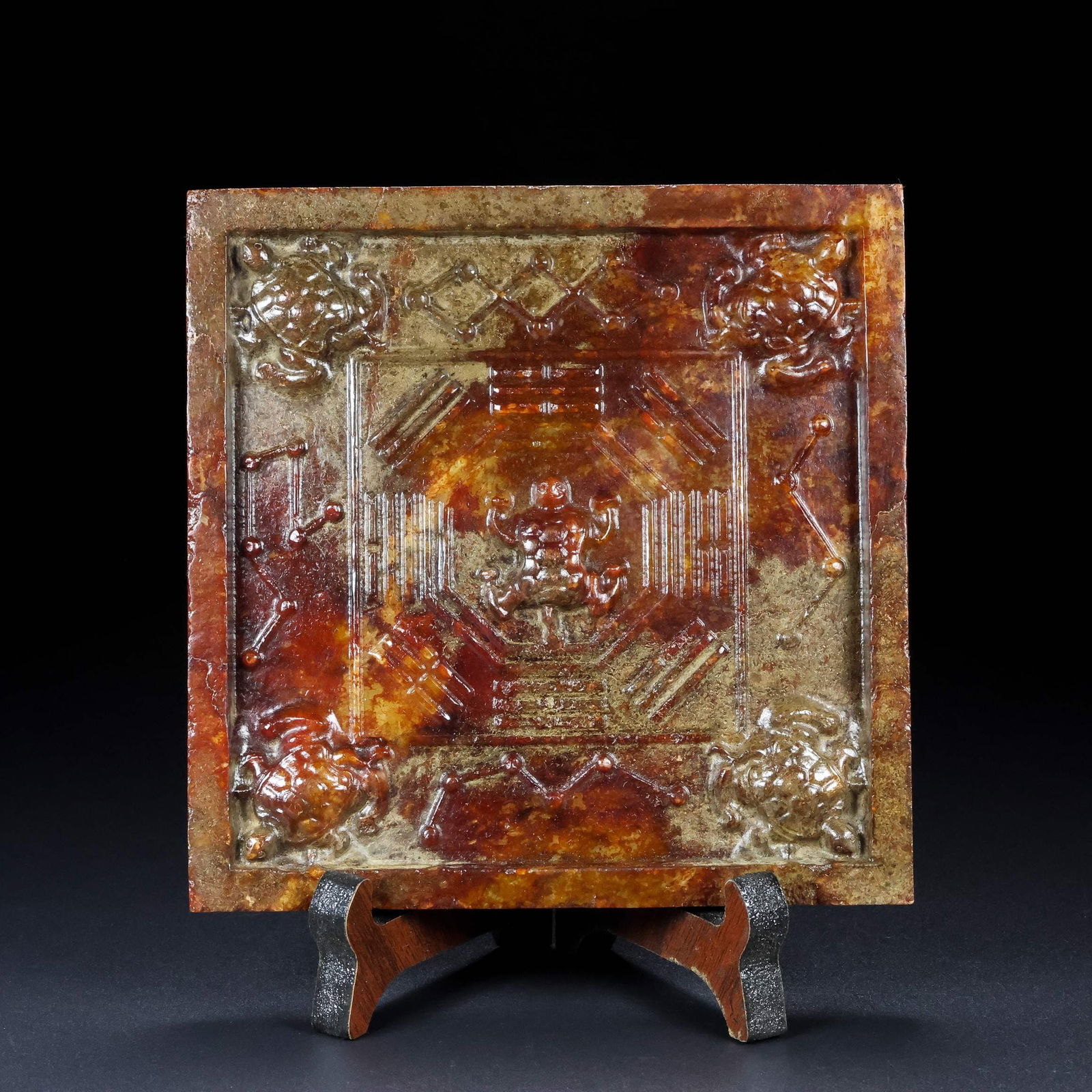 An Exquisite White Jade Turtle Pattern Square Mirror (1 of 9)