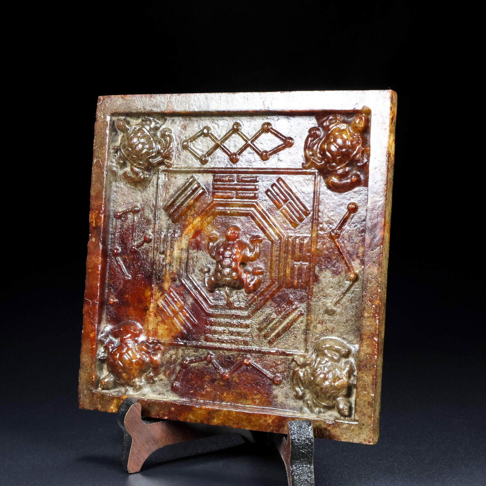 An Exquisite White Jade Turtle Pattern Square Mirror - 3