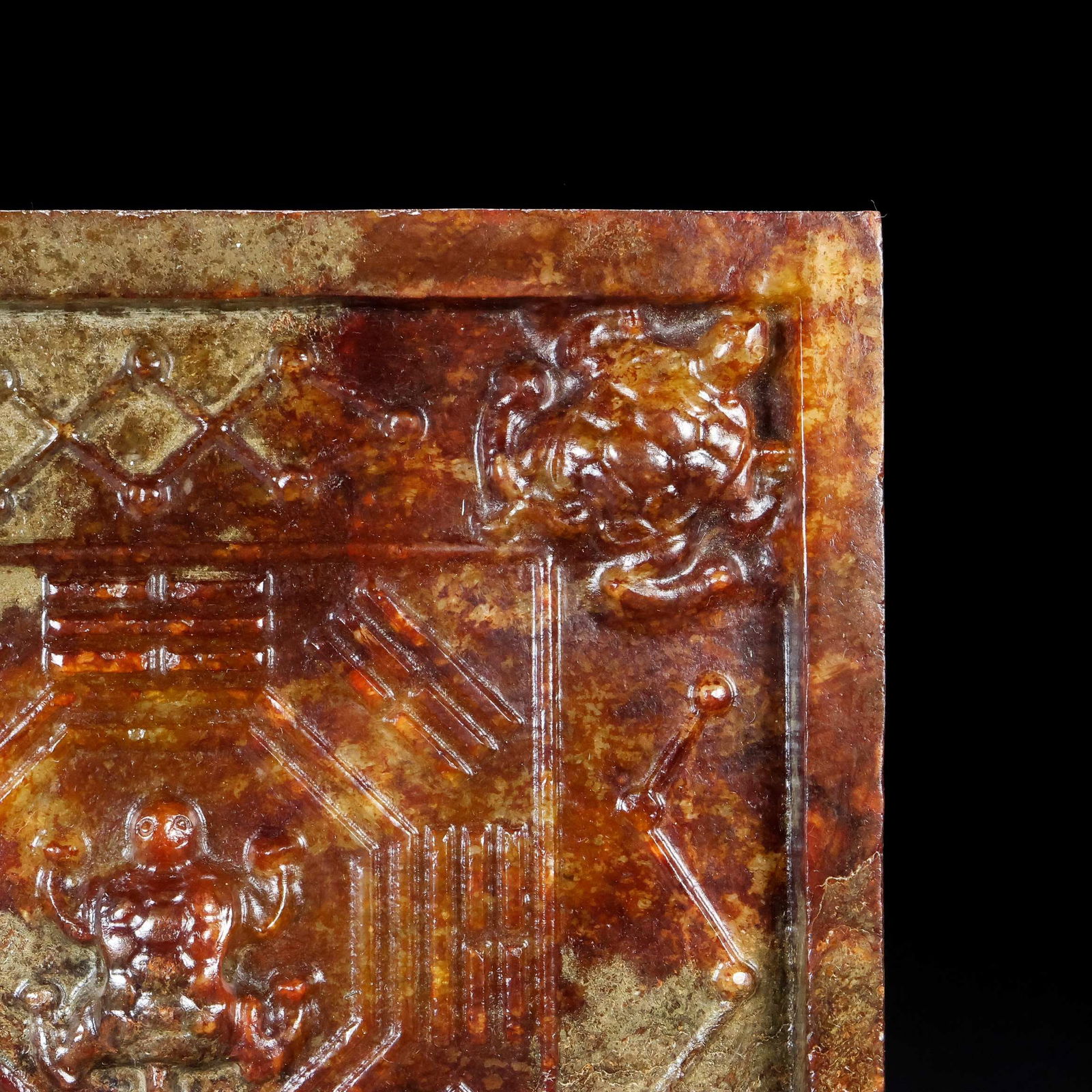 An Exquisite White Jade Turtle Pattern Square Mirror - 5