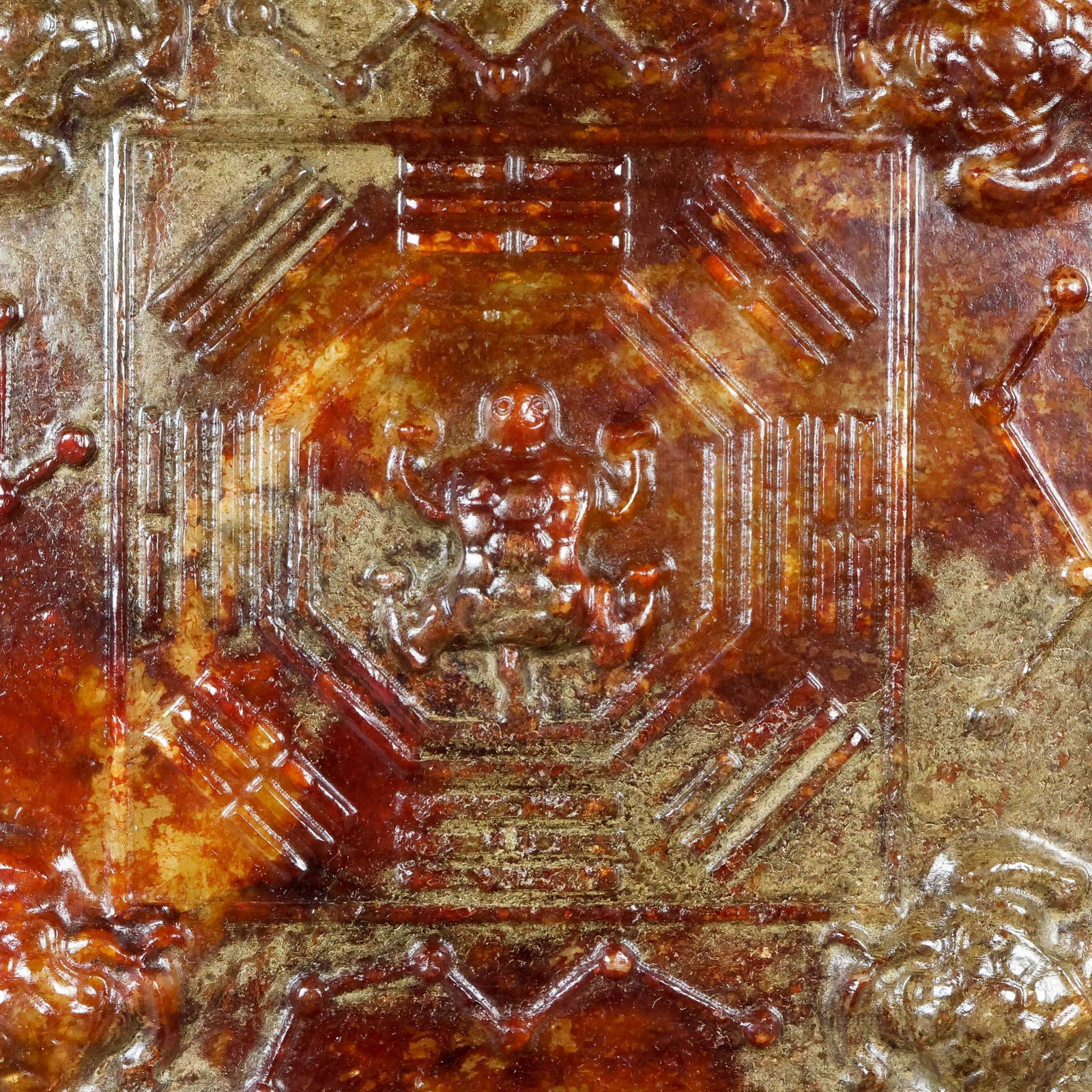 An Exquisite White Jade Turtle Pattern Square Mirror - 7