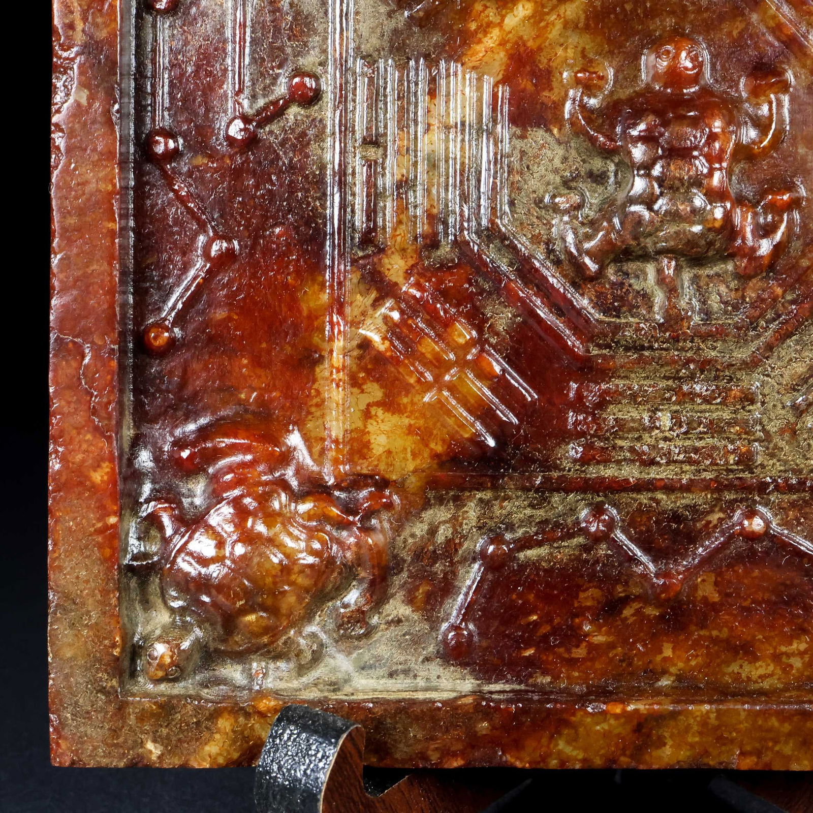 An Exquisite White Jade Turtle Pattern Square Mirror - 8