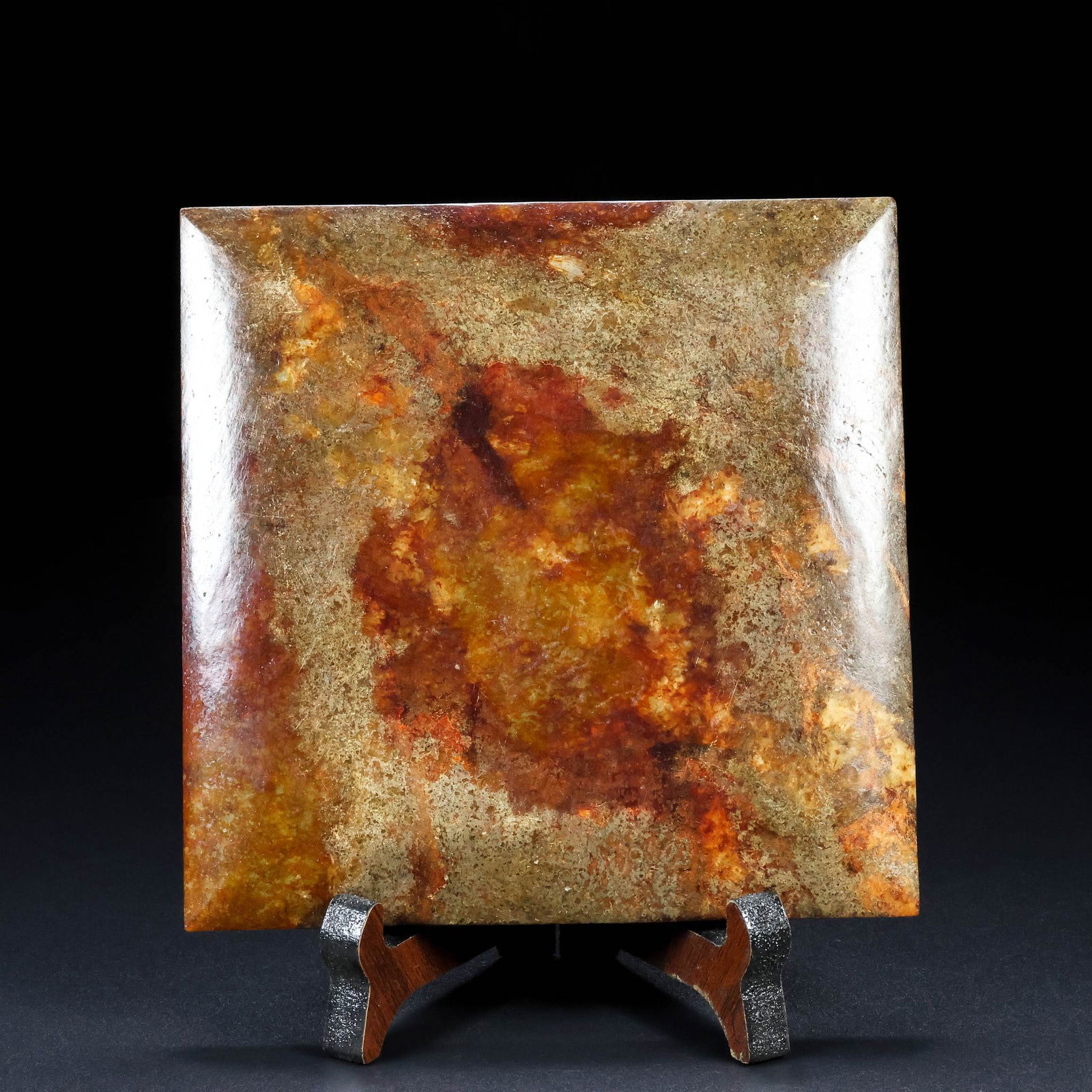 An Exquisite White Jade Turtle Pattern Square Mirror - 9