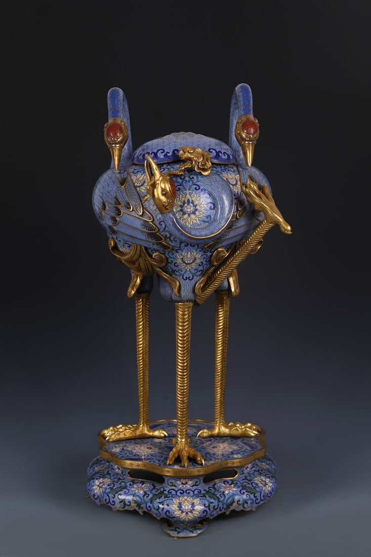 An Exquisite Cloisonne Lotus Pattern Double-Ears and Tripod Censer: An Exquisite Cloisonne Lotus Pattern Double-Ears and Tripod Censer Qing Dynasty, China Qianlong Four-character Mark Size:24inx13.4in