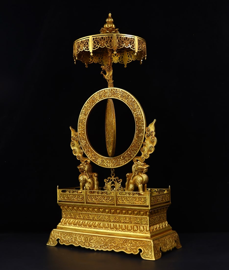 An Exquisite Gilt Bronze Buddha Statue Pattern Screen - 2