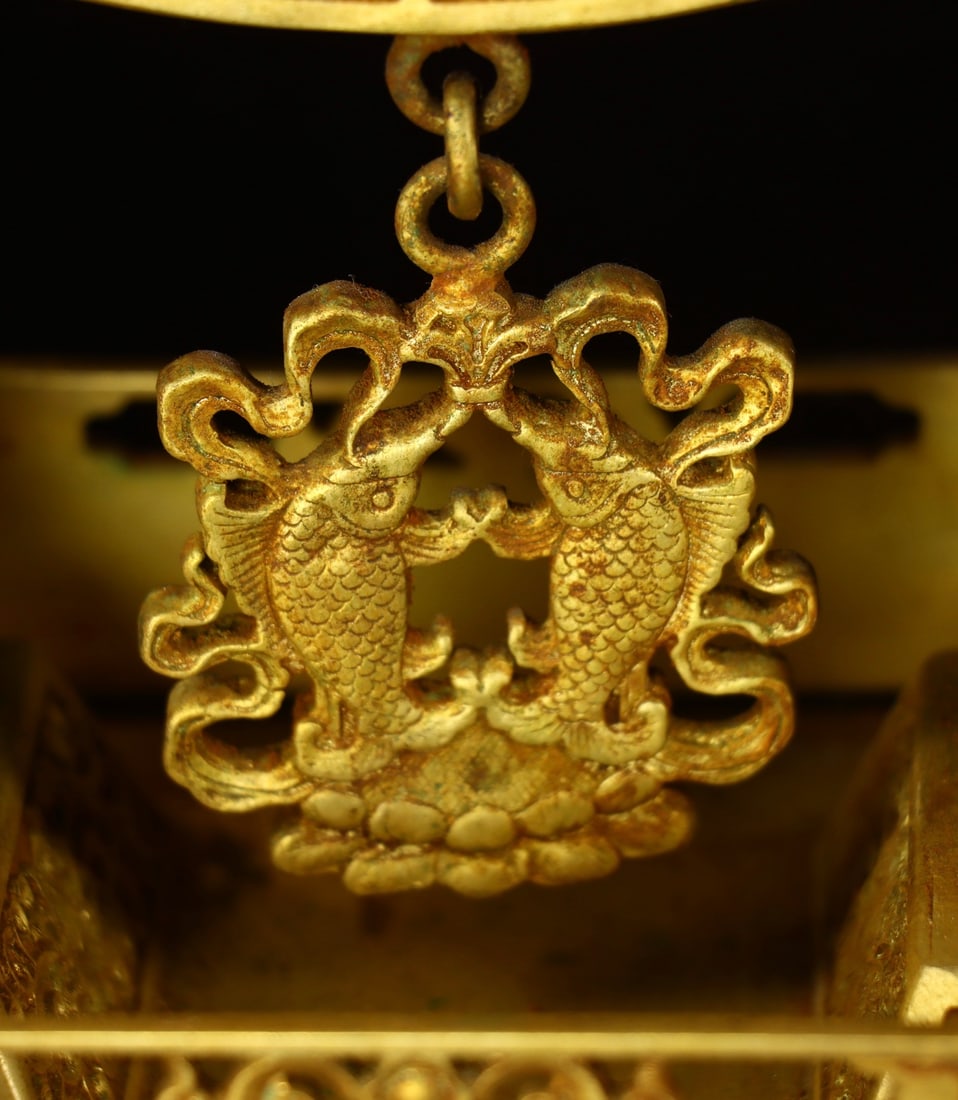 An Exquisite Gilt Bronze Buddha Statue Pattern Screen - 7