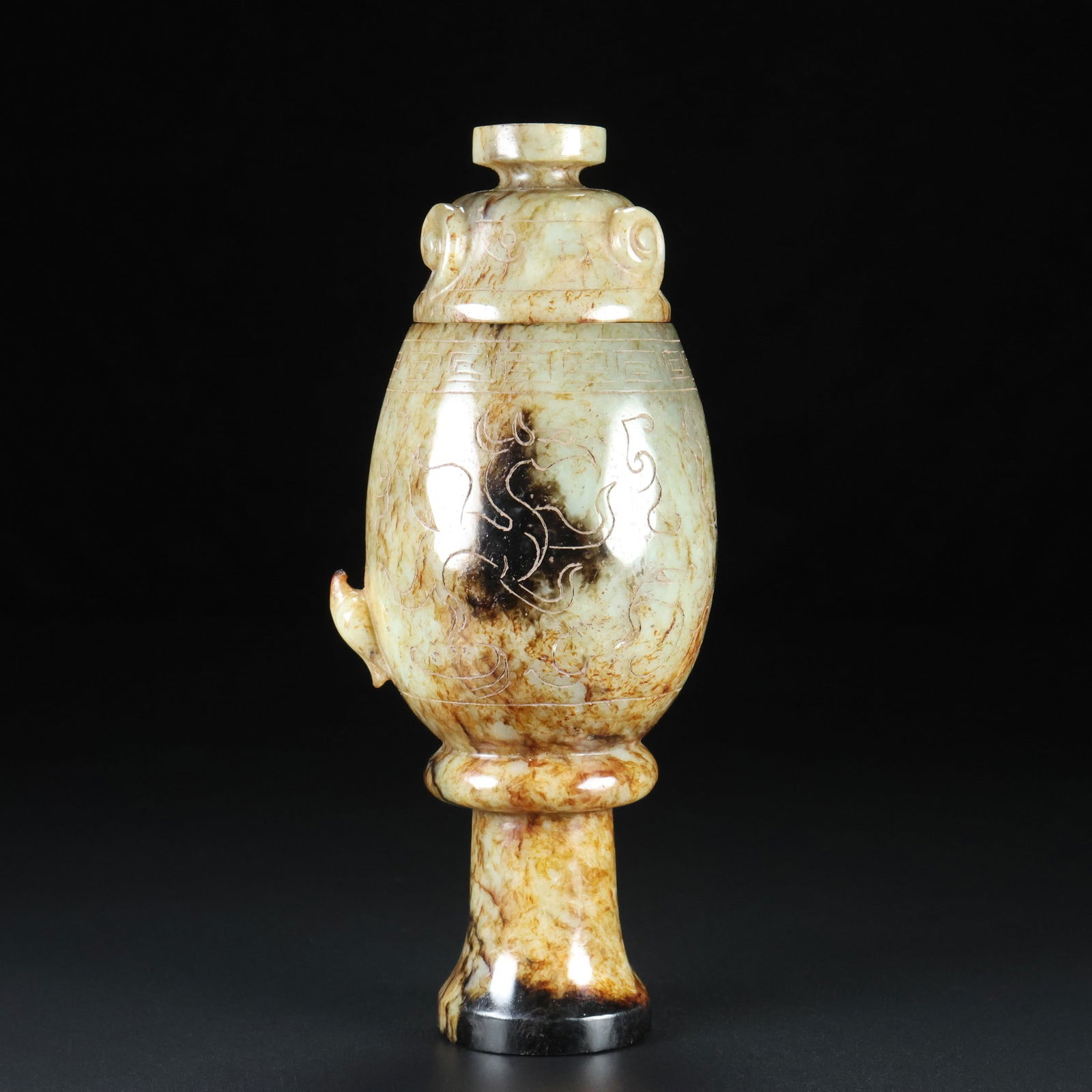 An Exquisite White Jade Bird Pattern Vase - 3