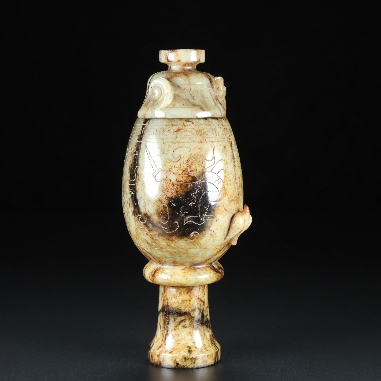 An Exquisite White Jade Bird Pattern Vase - 4
