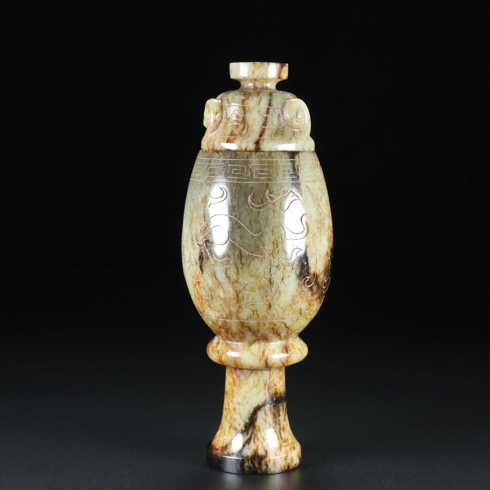 An Exquisite White Jade Bird Pattern Vase - 6