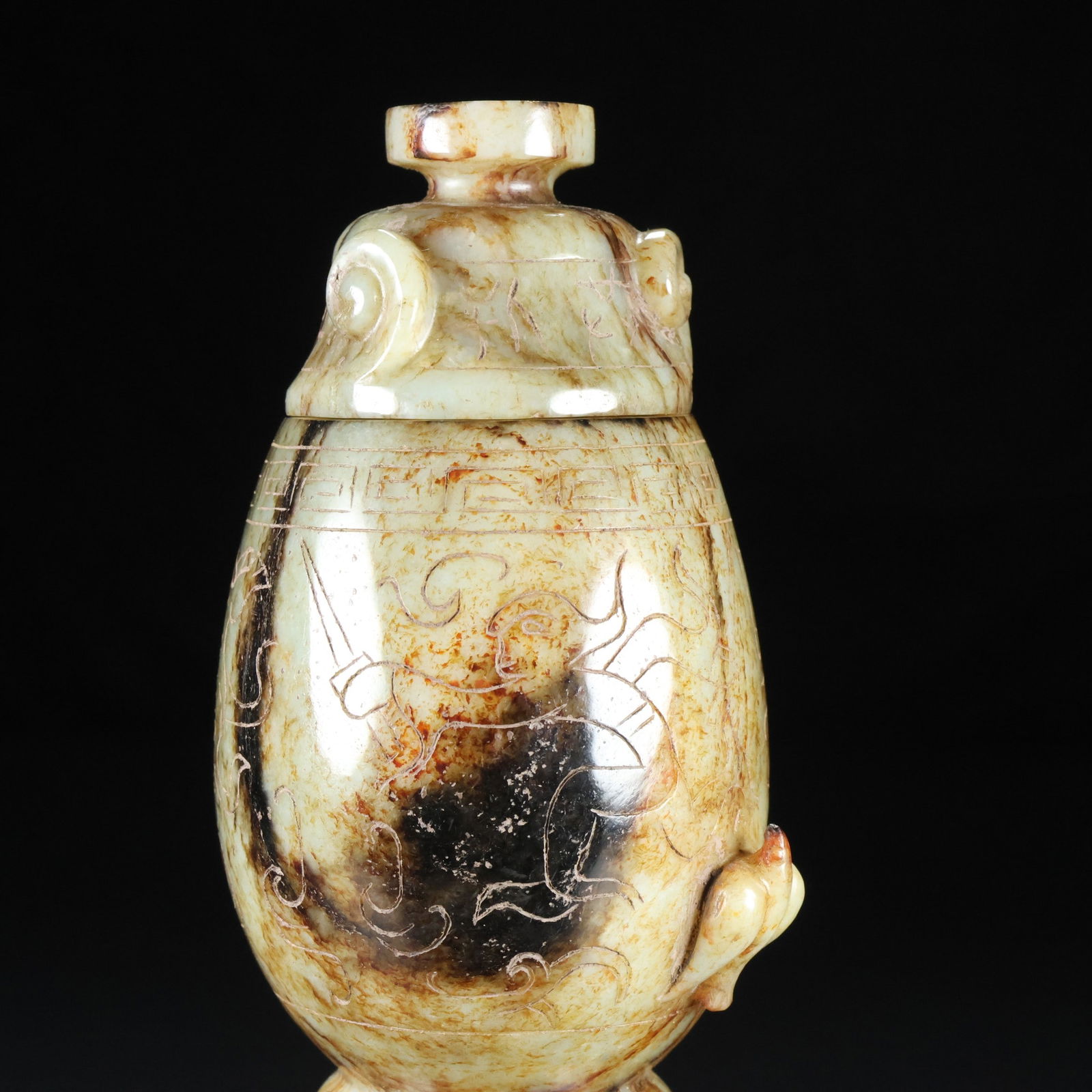 An Exquisite White Jade Bird Pattern Vase - 7