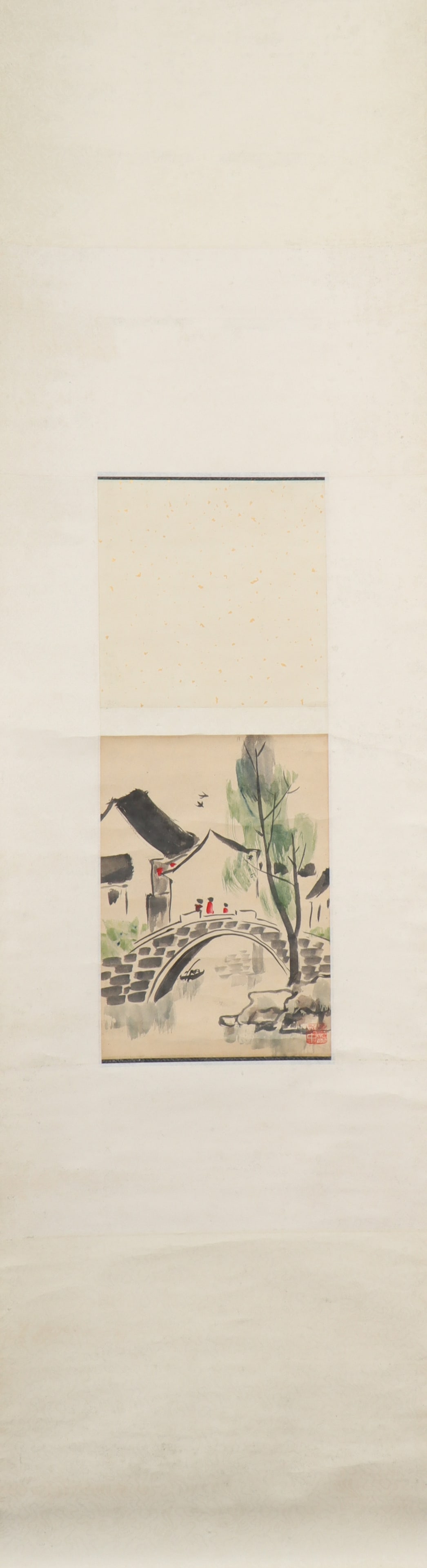 A Chinese Vertical Scroll Ink Painting of Landscape on Paper (1 of 4)