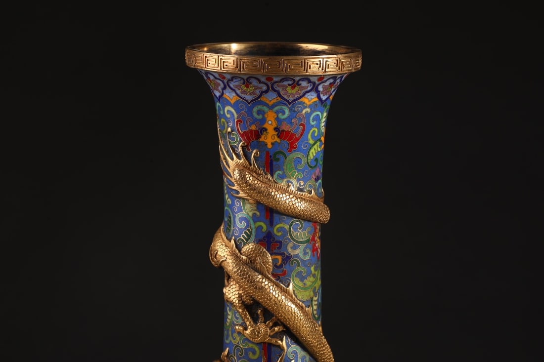 An Exquisite Cloisonne Lotus Pattern Dragon Pattern Vase - 5