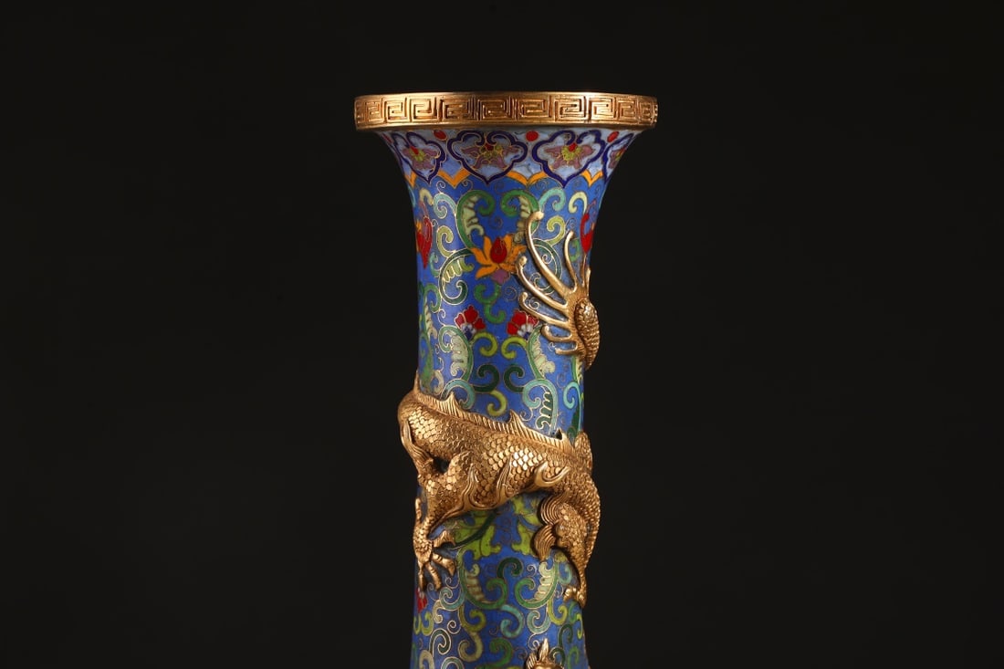 An Exquisite Cloisonne Lotus Pattern Dragon Pattern Vase - 6