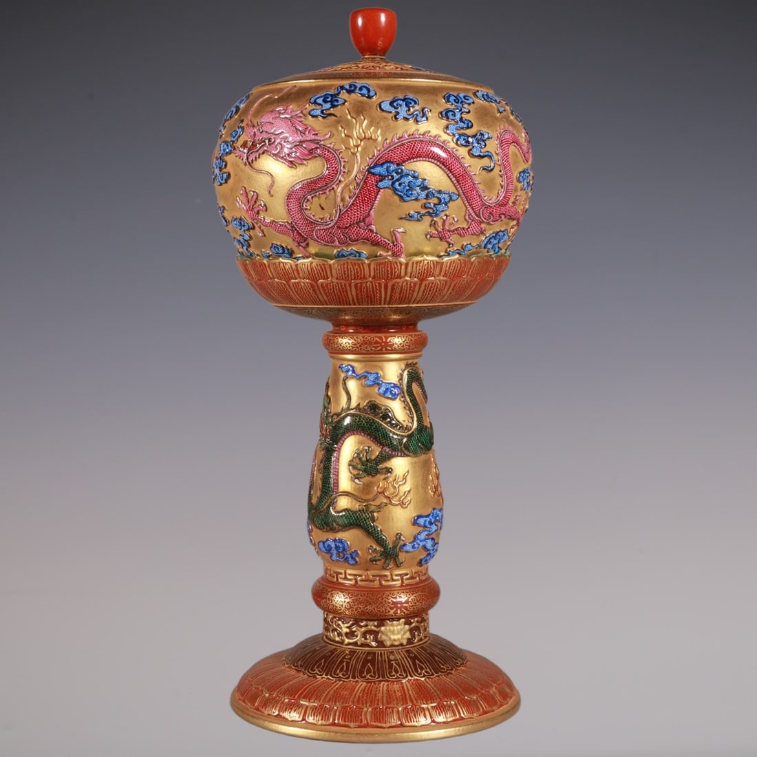 An Exquisite Enamel Dragon Pattern Hatstand - 4