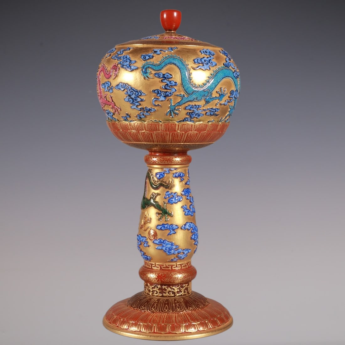 An Exquisite Enamel Dragon Pattern Hatstand - 5