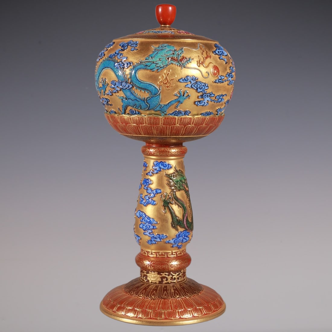 An Exquisite Enamel Dragon Pattern Hatstand - 6