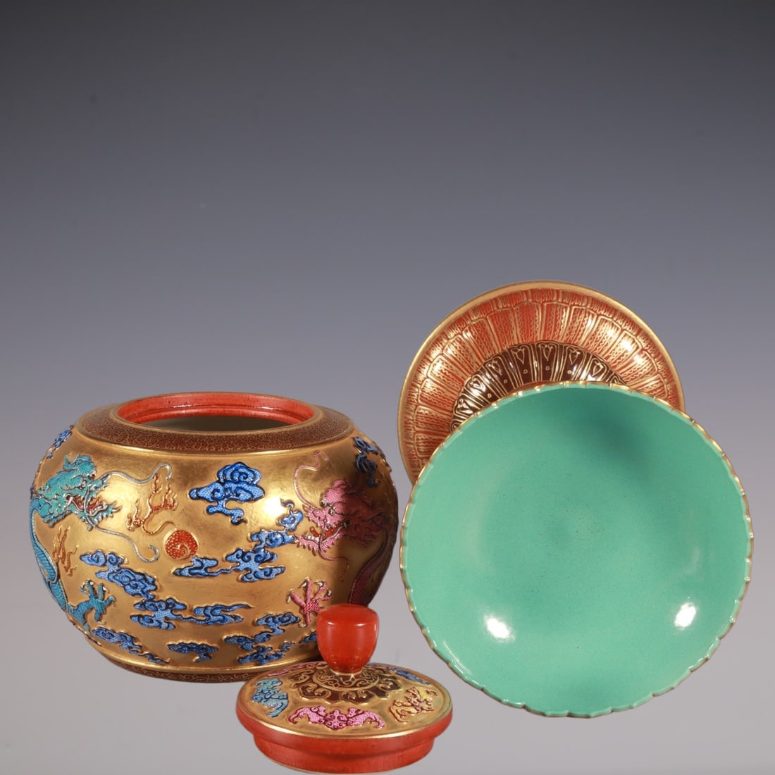 An Exquisite Enamel Dragon Pattern Hatstand - 7