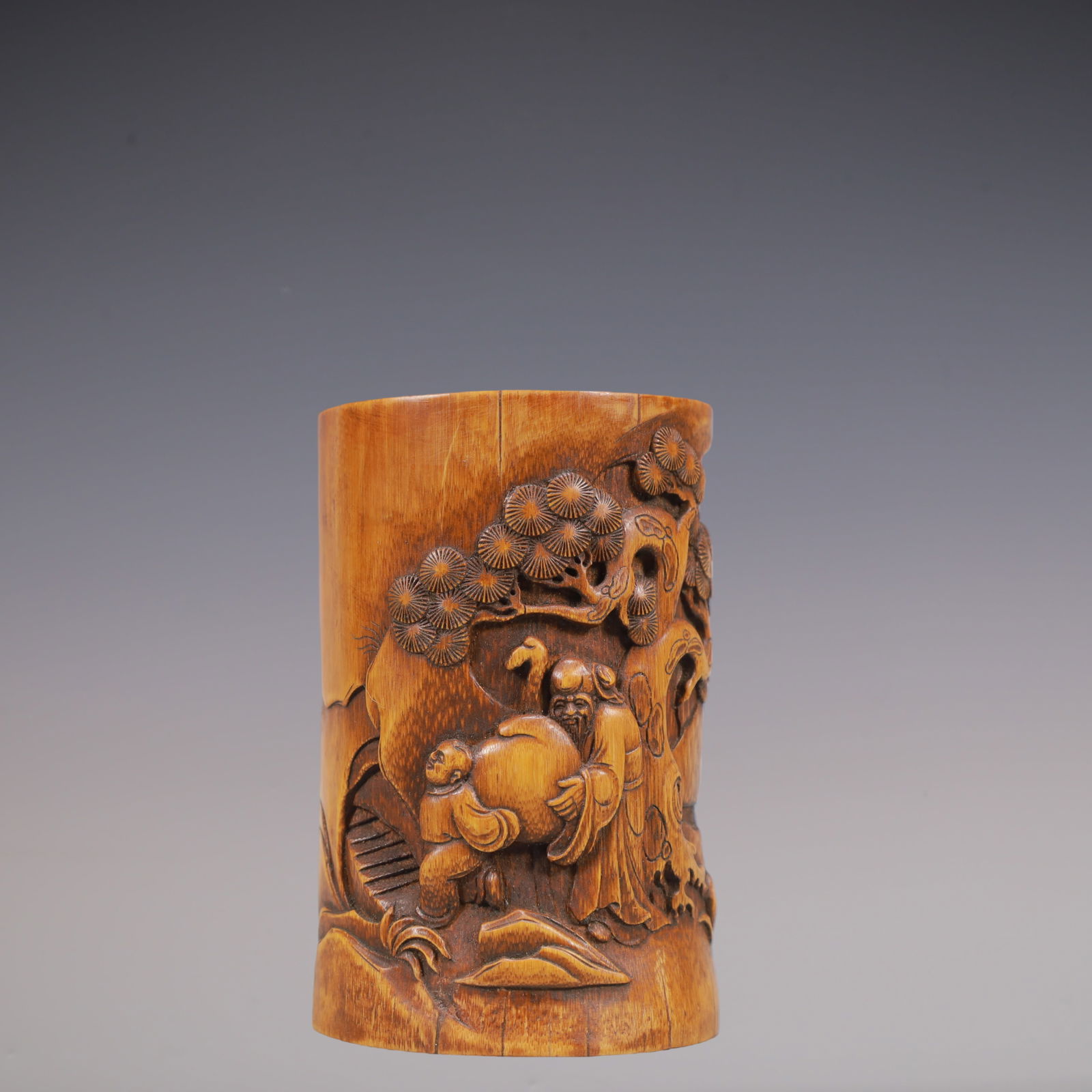 A Exquisite Boxwood Character and Story Pattern with poem Brush Pot (1 of 7)