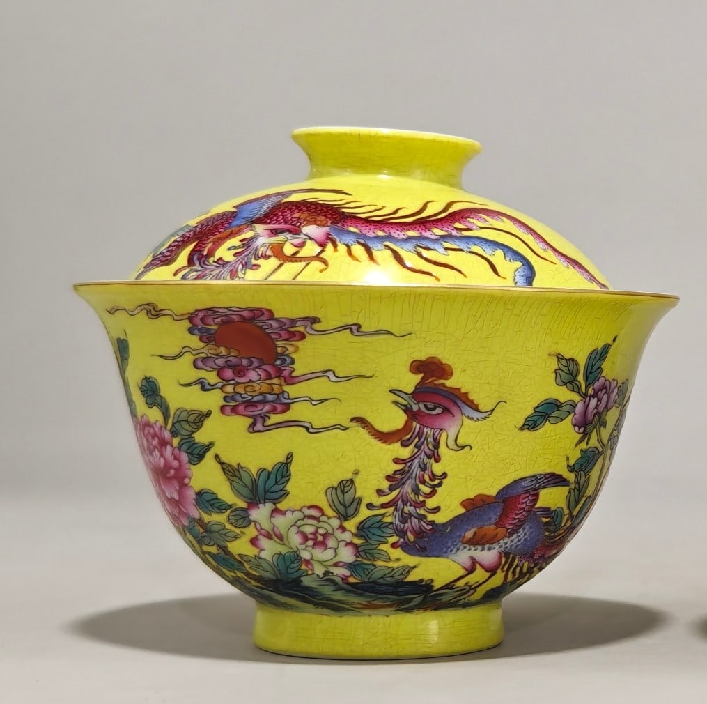 An Exquisite Famille-Rose Flower and Bird Pattern with poem Bowl: An Exquisite Famille-Rose Flower and Bird Pattern with poem Bowl Qing Dynasty, China Yongzheng Six-character Mark