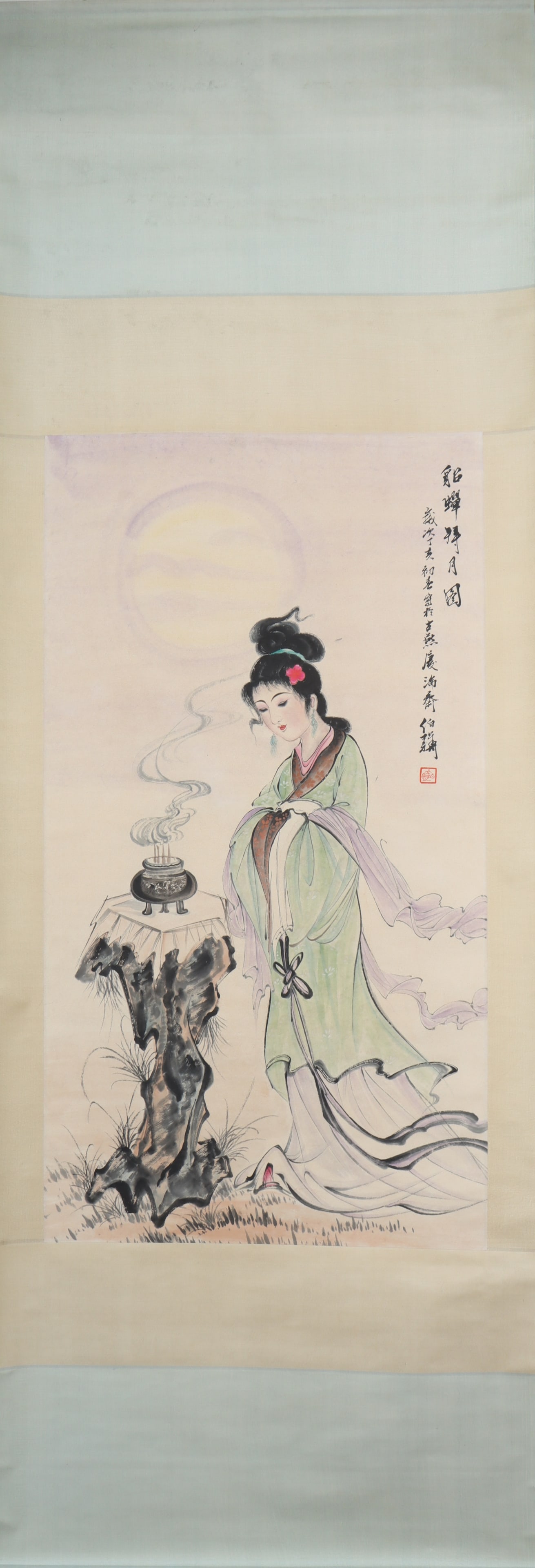 A Chinese Vertical Scroll Ink Painting of Character and Story on Paper (1 of 4)