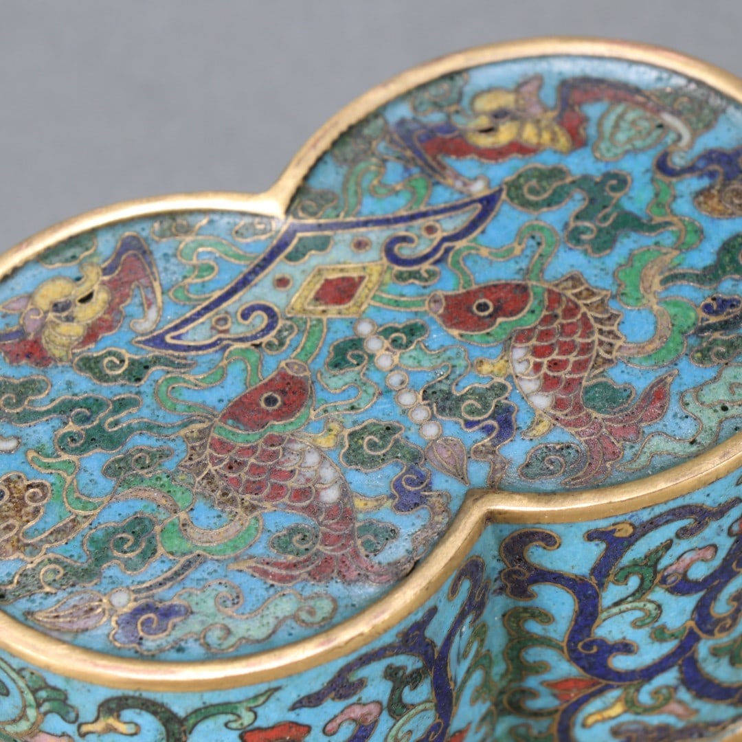 An Exquisite Cloisonne Lotus Pattern Dragon Pattern Fish Pattern Box - 6