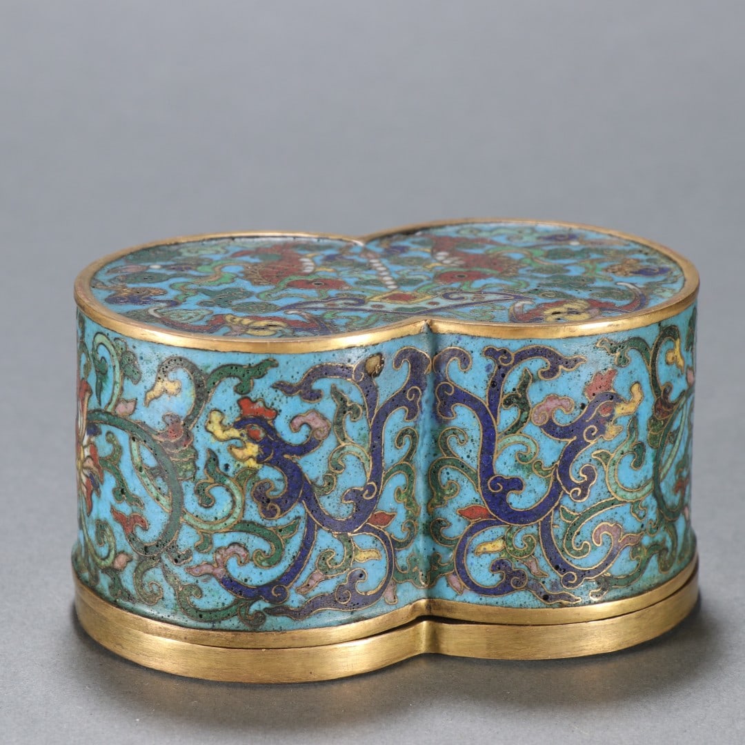 An Exquisite Cloisonne Lotus Pattern Dragon Pattern Fish Pattern Box - 8