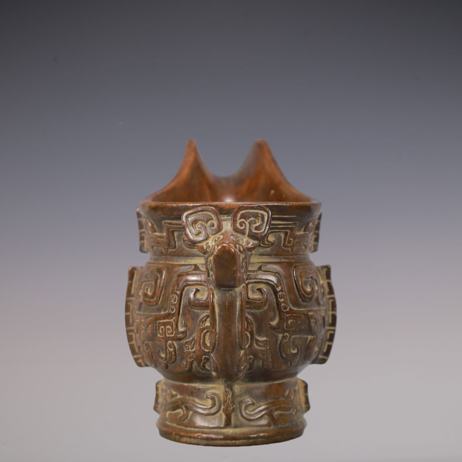 A Exquisite Eaglewood Beast-Face Pattern Goblet - 3