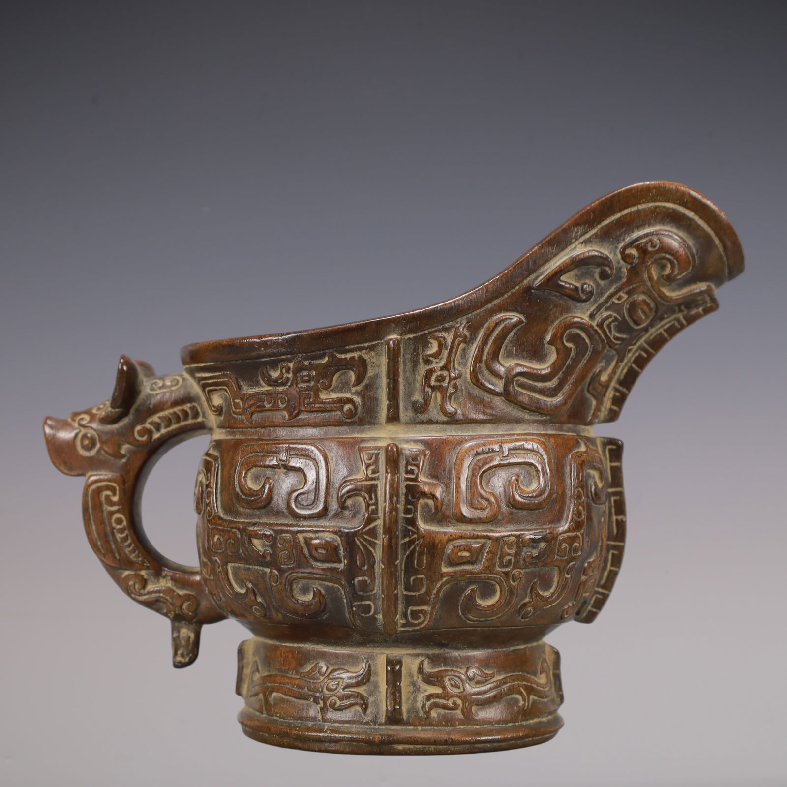 A Exquisite Eaglewood Beast-Face Pattern Goblet - 5