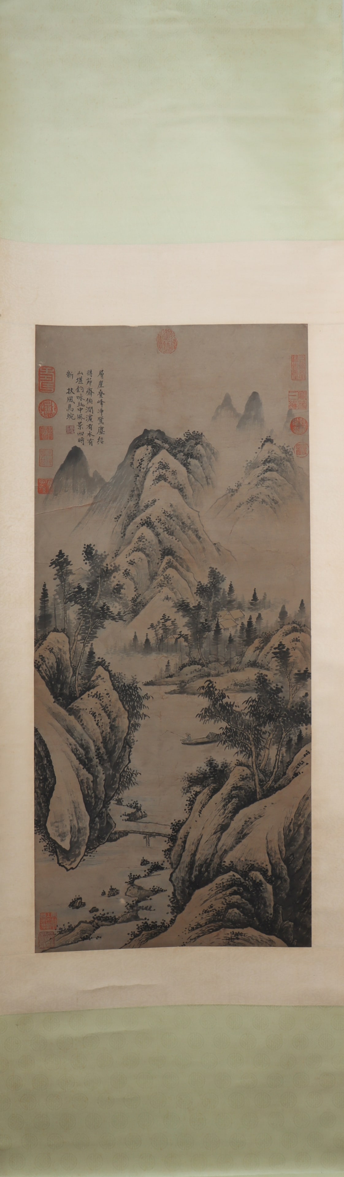 A Chinese Vertical Scroll Ink Painting of Landscape on Paper (1 of 6)