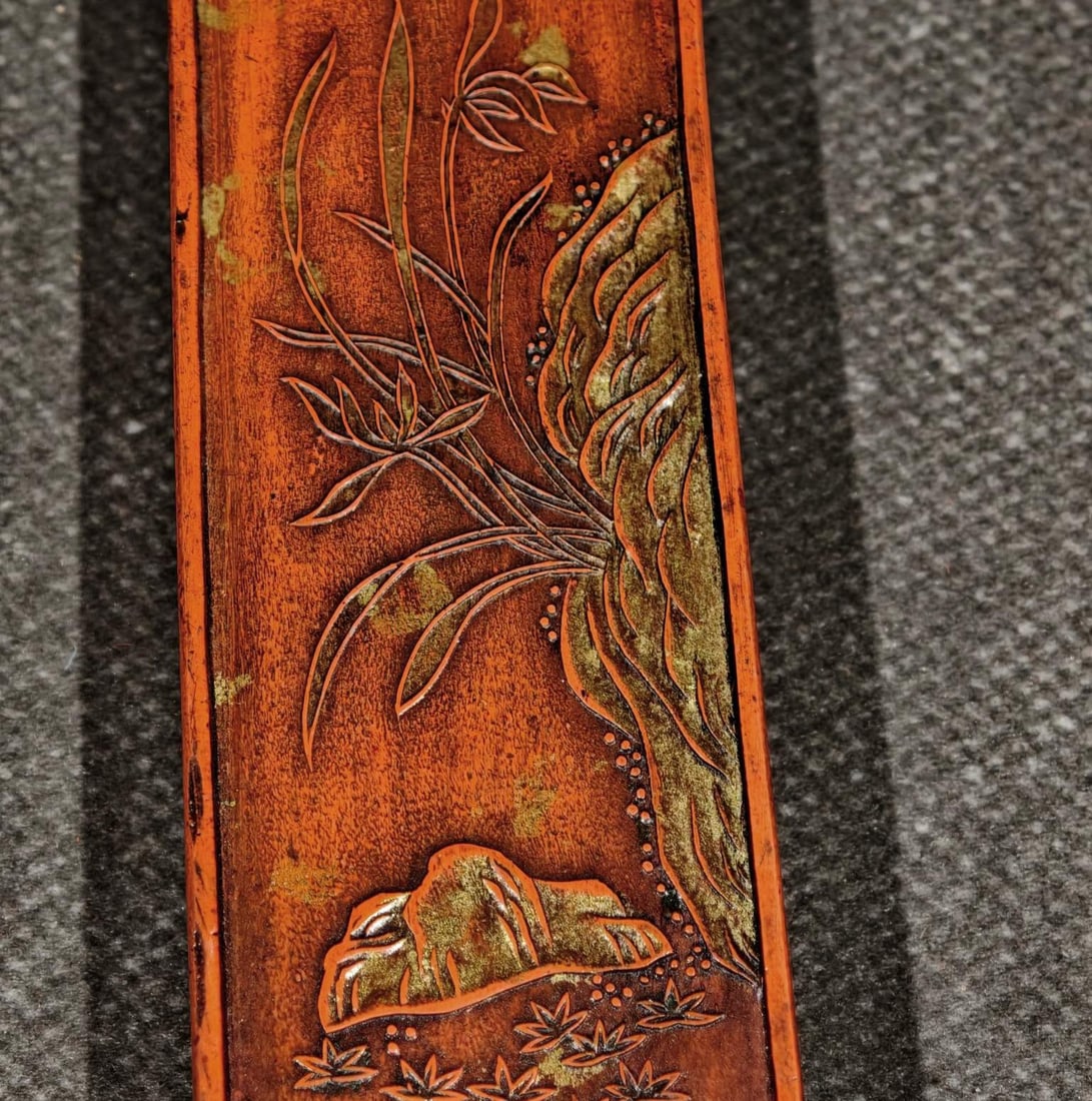 An Exquisite Flower Pattern Inkstone - 6