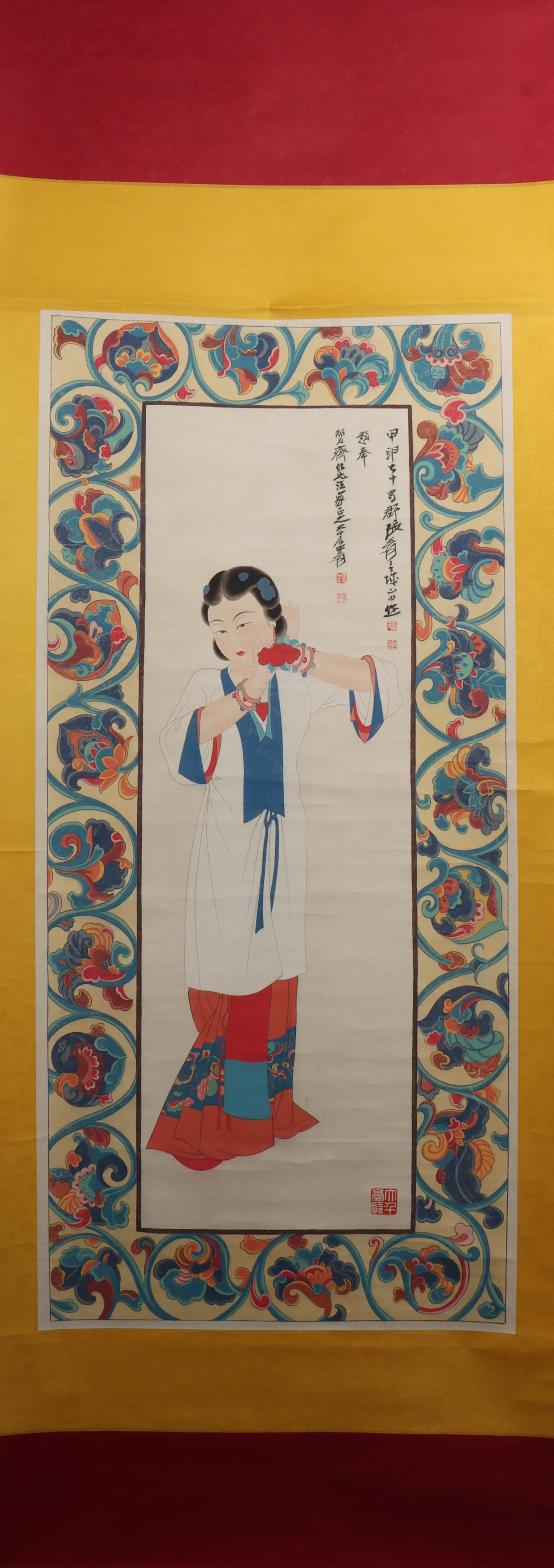 A Chinese Vertical Scroll Ink Painting of Woman on Paper (1 of 4)
