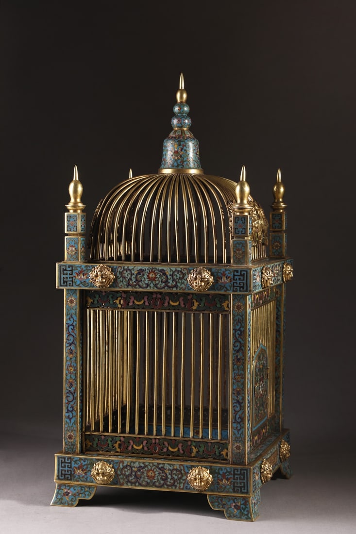 An Exquisite Cloisonne Lotus Pattern Flower and Bird Pattern Birdcage - 3