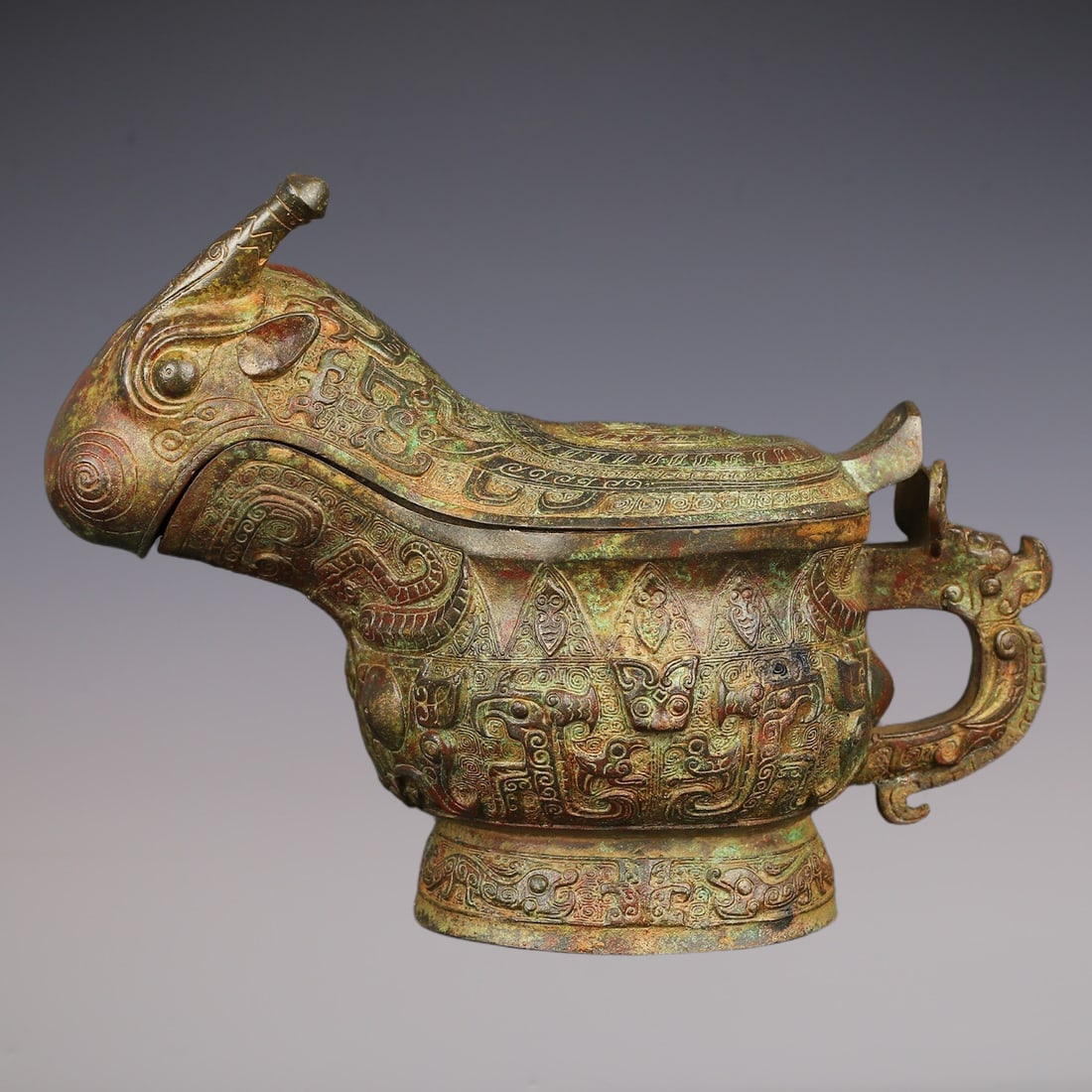 An Exquisite Bronze Beast-Face Pattern Ewer - 7