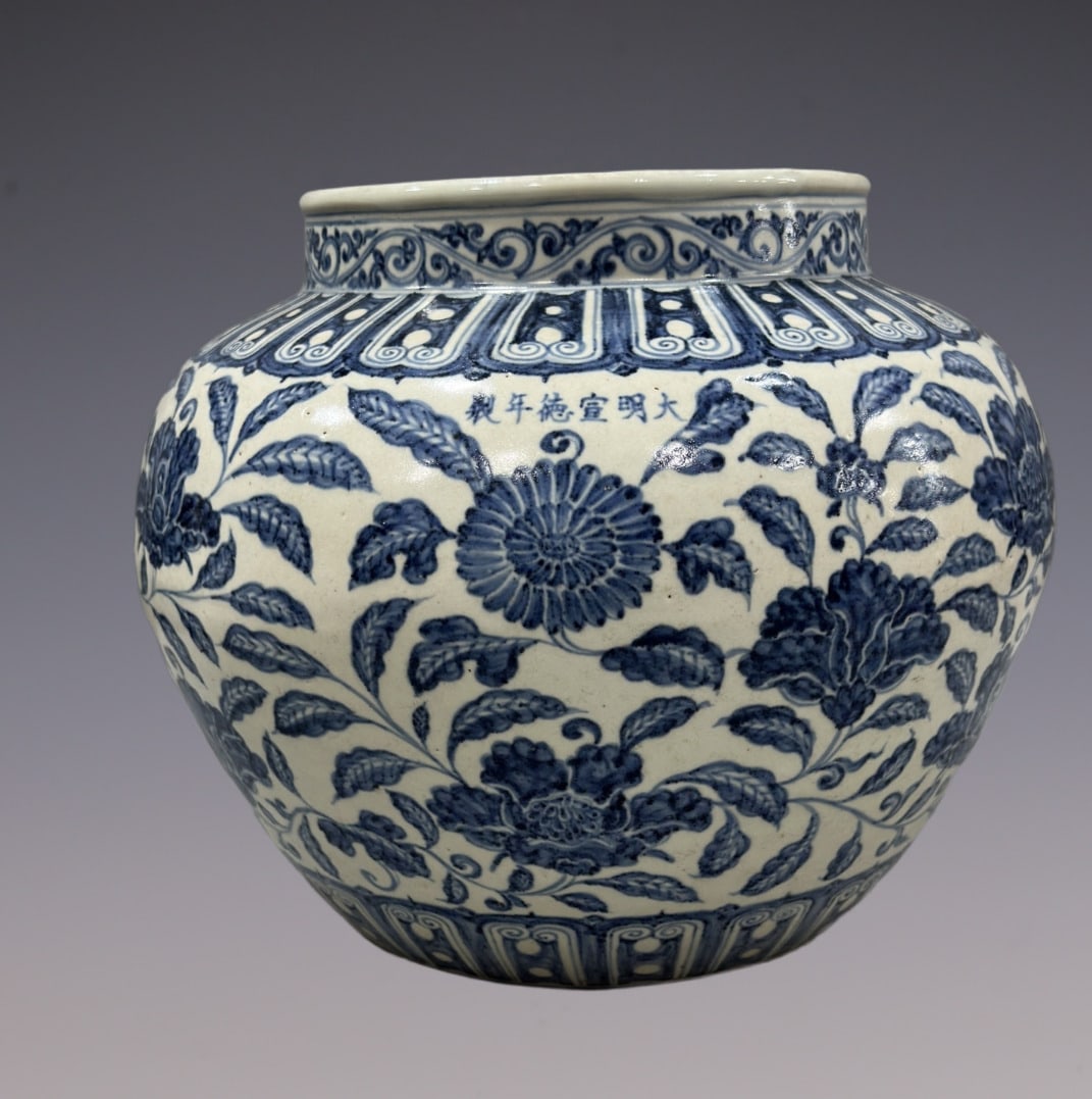 An Exquisite Blue and White Flower Pattern Jar (1 of 9)